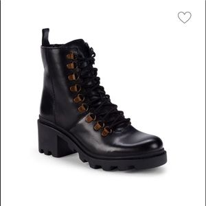 STEVE MADDEN KRAME BLACK LEATHERS COMBAT BOOT SZ: 8
